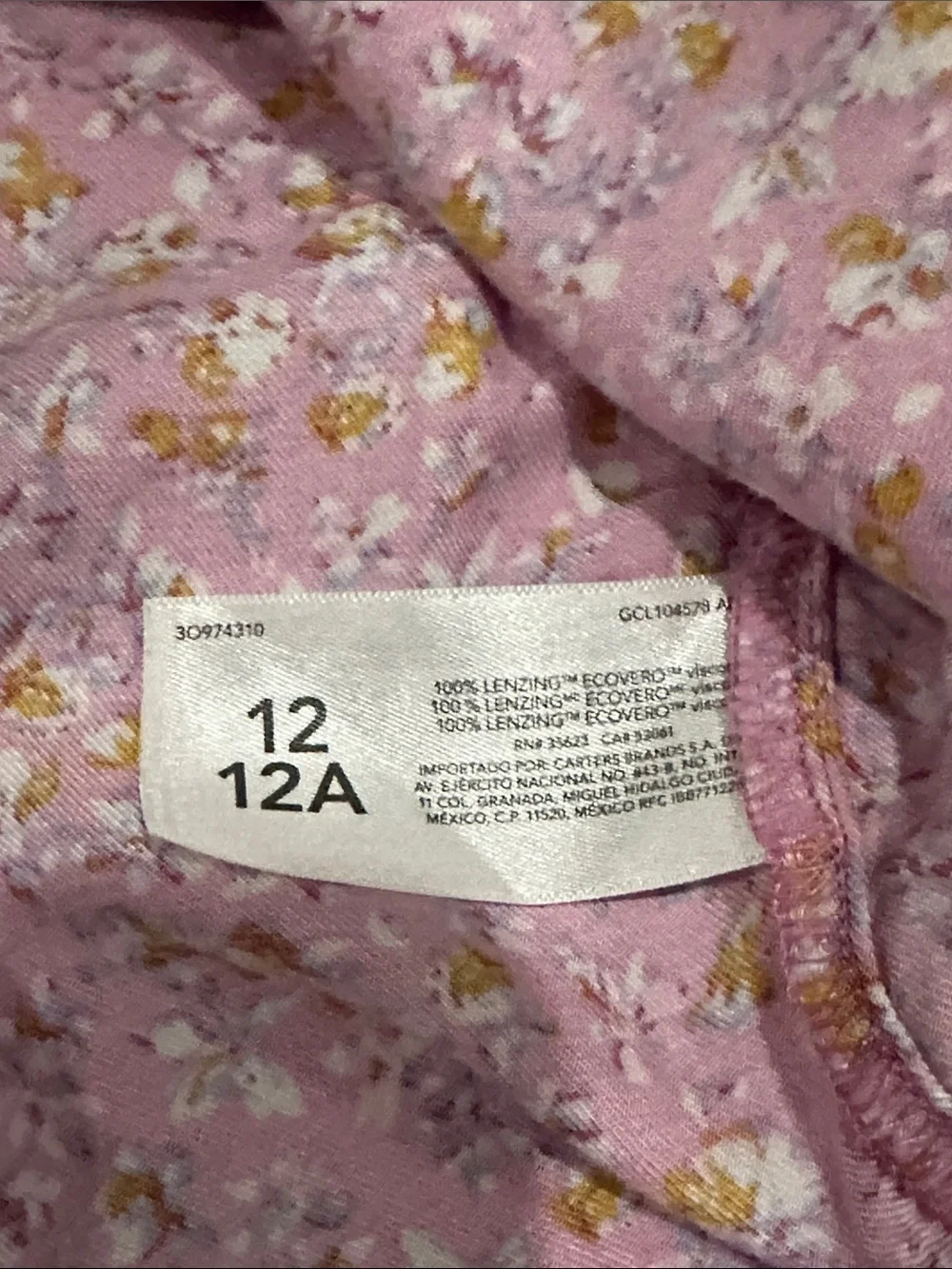 OshKosh B'gosh Pink Floral Smocked Cap-Sleeve Dress 12 girls